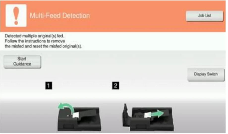 Multi-Feed Detection screen with Start Guidance