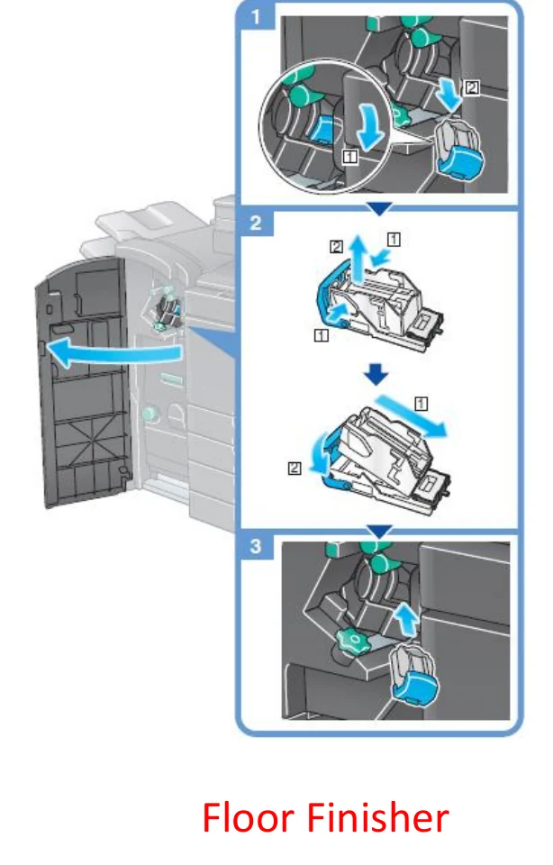 Floor finisher staple replacement, pictures 1 to 3